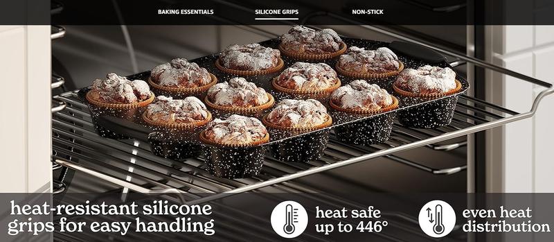 [Official] Country Kitchen 10 Pcs Nonstick Stackable Bakeware Set - Durable, Easy oven Baking pan Set, Black/Gray/Red/Navy/Cream/Sage Cake Pans