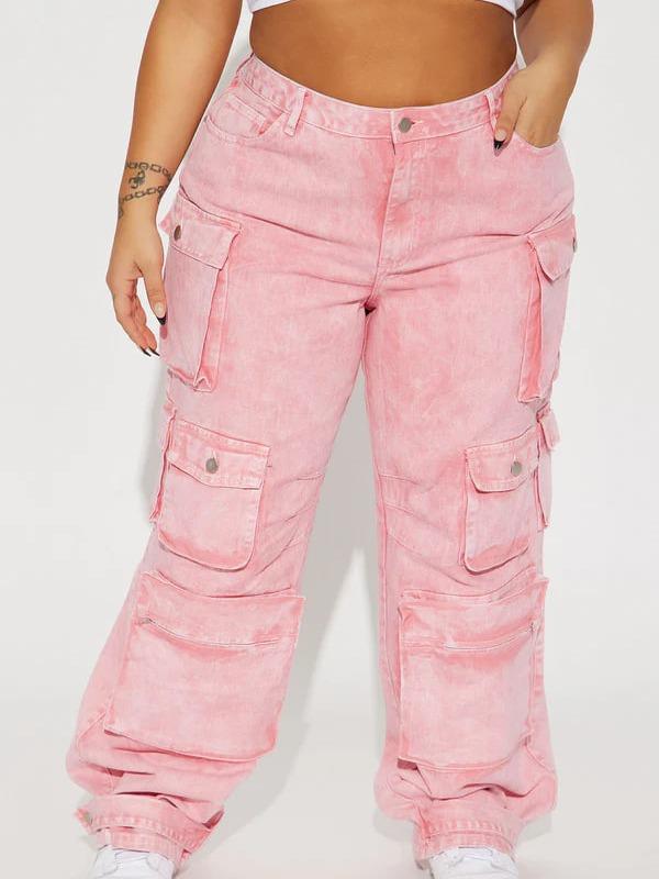 Billie Low Slung Cargo Jeans - Pink