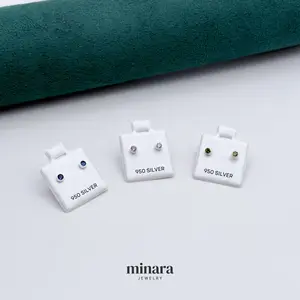 950 Silver Earrings with Zirconia Stones and Screw Back Closure in 950 Silver