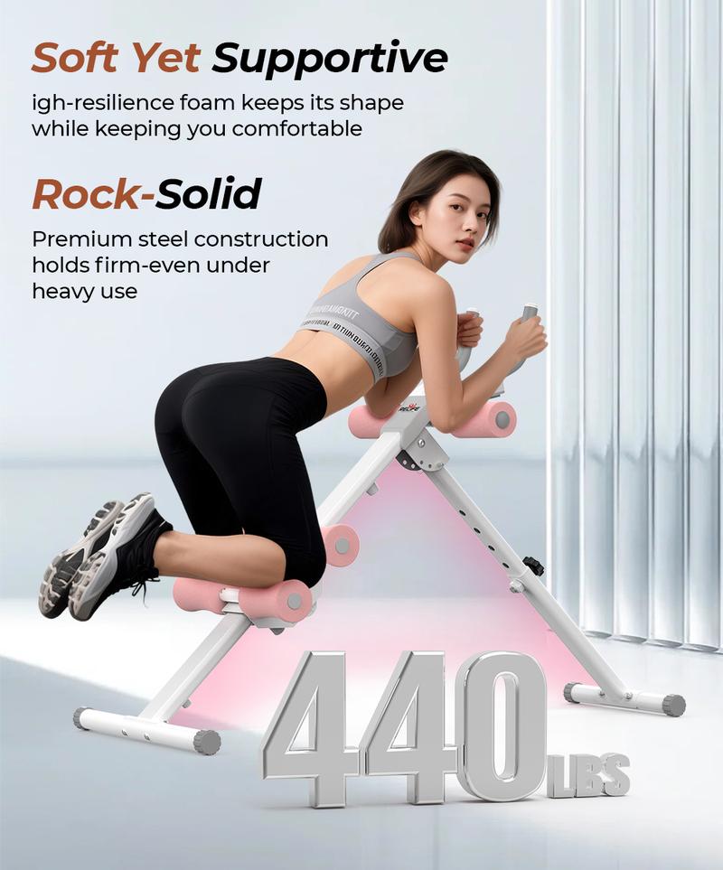 Relife Sports Pink Adjustable Ab Trainer Machine with LCD Monitor, Foldable Ab Exercise Machine for Abs, Arm, Leg, Buttocks Shaper, Core & Ab Trainer at Home Gym for Women, Workout Equipment