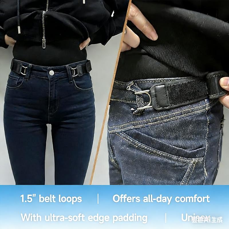 Valentine's Day Gift for Husband Boyfriend Son, Metal Hook Tactical Elastic Belt, Unisex No-Buckle Invisible Design, Soft Adjustable Side Tactical Belt