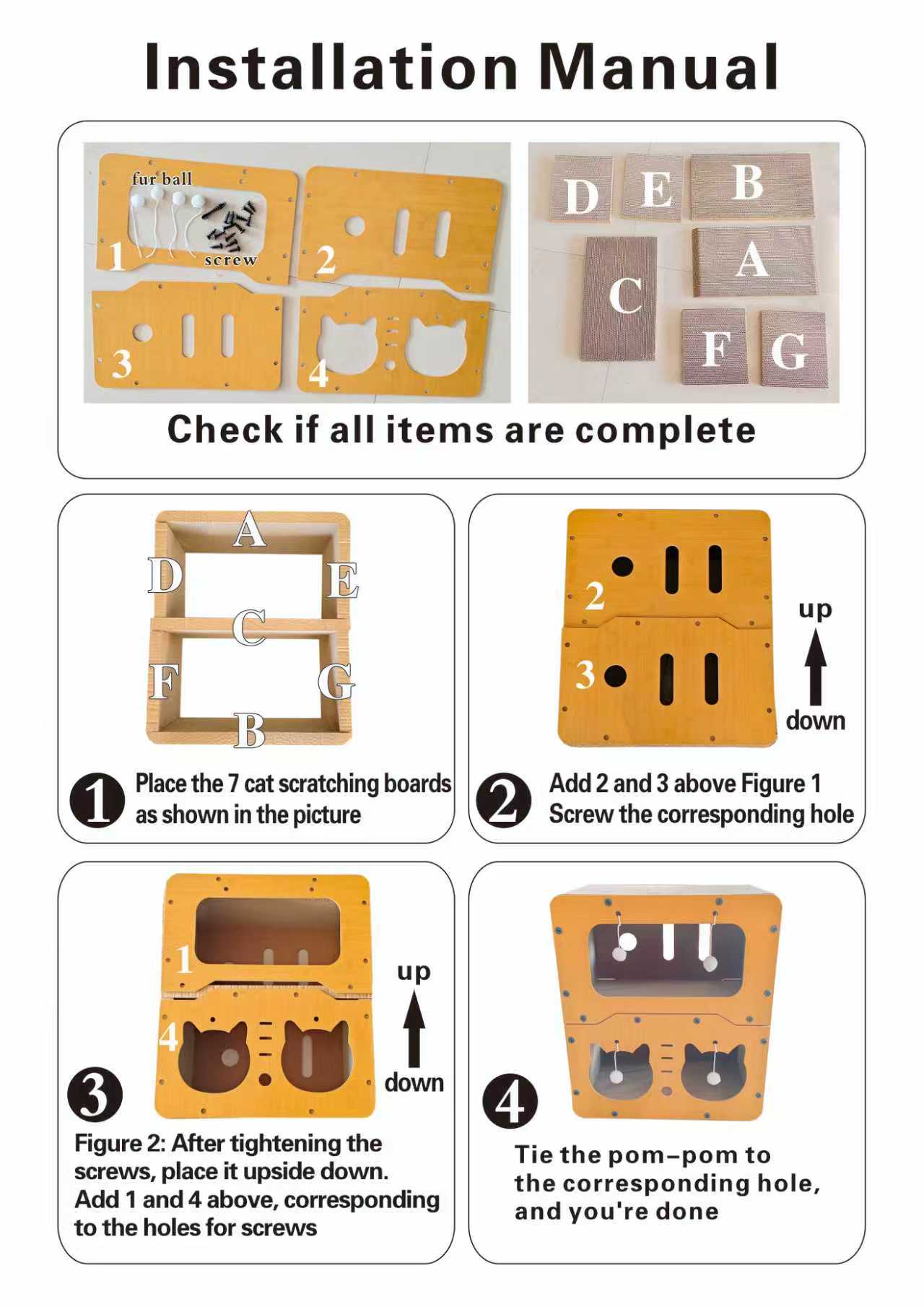 FANJUN-AMTECH Wooden Scratcher, Scratching Board, Bed, Pet Furniture for Small Pets,Stylish  Bed for Big and Small  Spacious cool cat stuff cozy cat scratcher indoor cat accessories cat toys   cat bed  hanging cat stuff