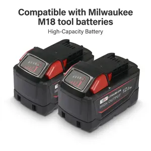 2-Pack 18V 12.0Ah M18 Batteries Replacement for Milwaukee 48-11-1862/1852/1880 Power Tools