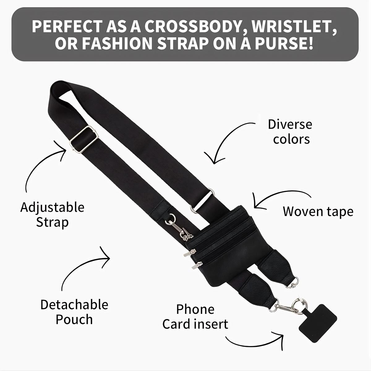 SSYERT Adjustable Crossbody Phone Lanyard with Zippered Pouch, Clip and Go Strap for Phone and Wallet, Hands-Free Multifuctional Cell Phone Strap for Women/Men, Perfect for Travel, Running, Shopping, Valentine's Day Gifts,New Year Gifts