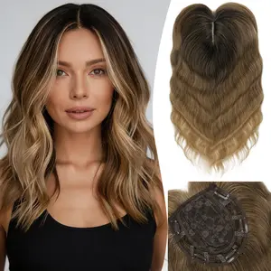 Hair Topper, Wavy Hair Toppers for Women 12 Inch Natural Looking Hairpiece with Wispy Bangs, Volume Booster Wiglet for Full Coverage, Quick Styling for Party/Date Night/Social/Content Creators