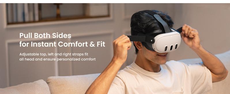 KIWI design K4 Flex Comfort Lite Head Strap for Quest 3/3S, Original Adjustable Replacement Strap with PU Foam Padding, Larger Headrest & Streamlined Design, Engineered for Lying-Down Use (No Battery) vr hardware accessories