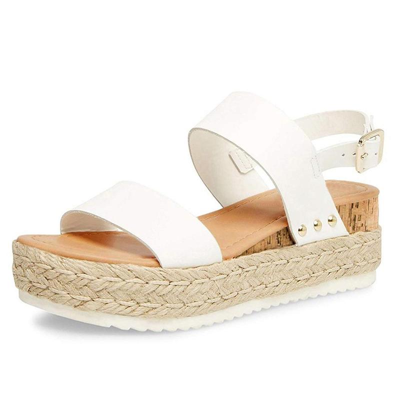 Athlefit Women's Espadrilles Sandals Ankle Strap Buckle Wedge Sandal Open Toe Studded Platform Sandals Casual Shoes Walking Shoes Flatform Footwear
