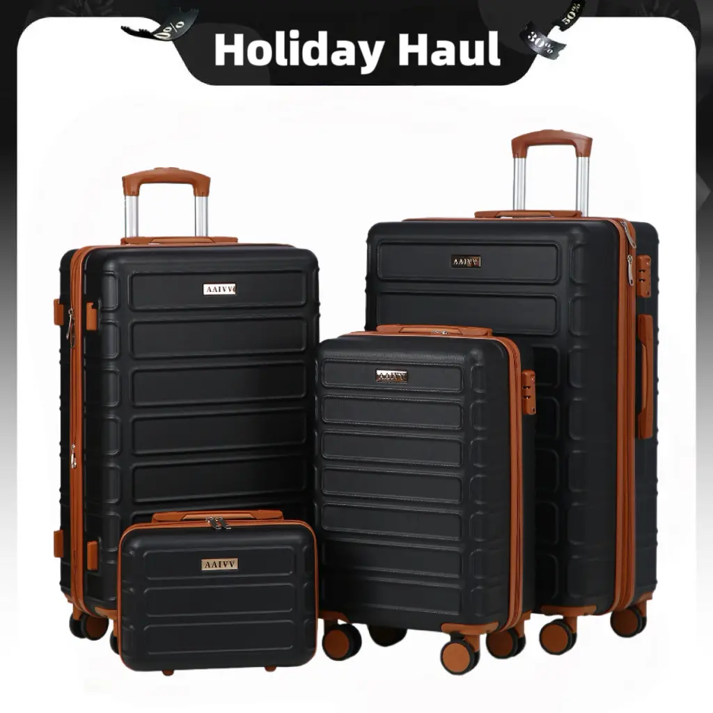 AAIVV 4 Piece Luggage Sets, Expandable ABS Hardshell Suitcase with TSA Lock and 360° Double Spinner Wheels, Durable Travel Bags (13/20/26/28in), Perfect for Family Trips or School Travel