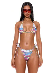 MARKAA 2026 Musera Resort Tie Sides Graphic Print Hawaiian Sexy Club Bikini Bottoms Only For Summer Spring Holiday Vacation Ibiza Beachwear Festival Rave Y2K