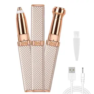 Women's Rechargeable 2-in-1 Electric Shaver & Facial Trimmer, Compact Travel-Friendly Grooming Solution with Eyebrow, Lip & Body Razor