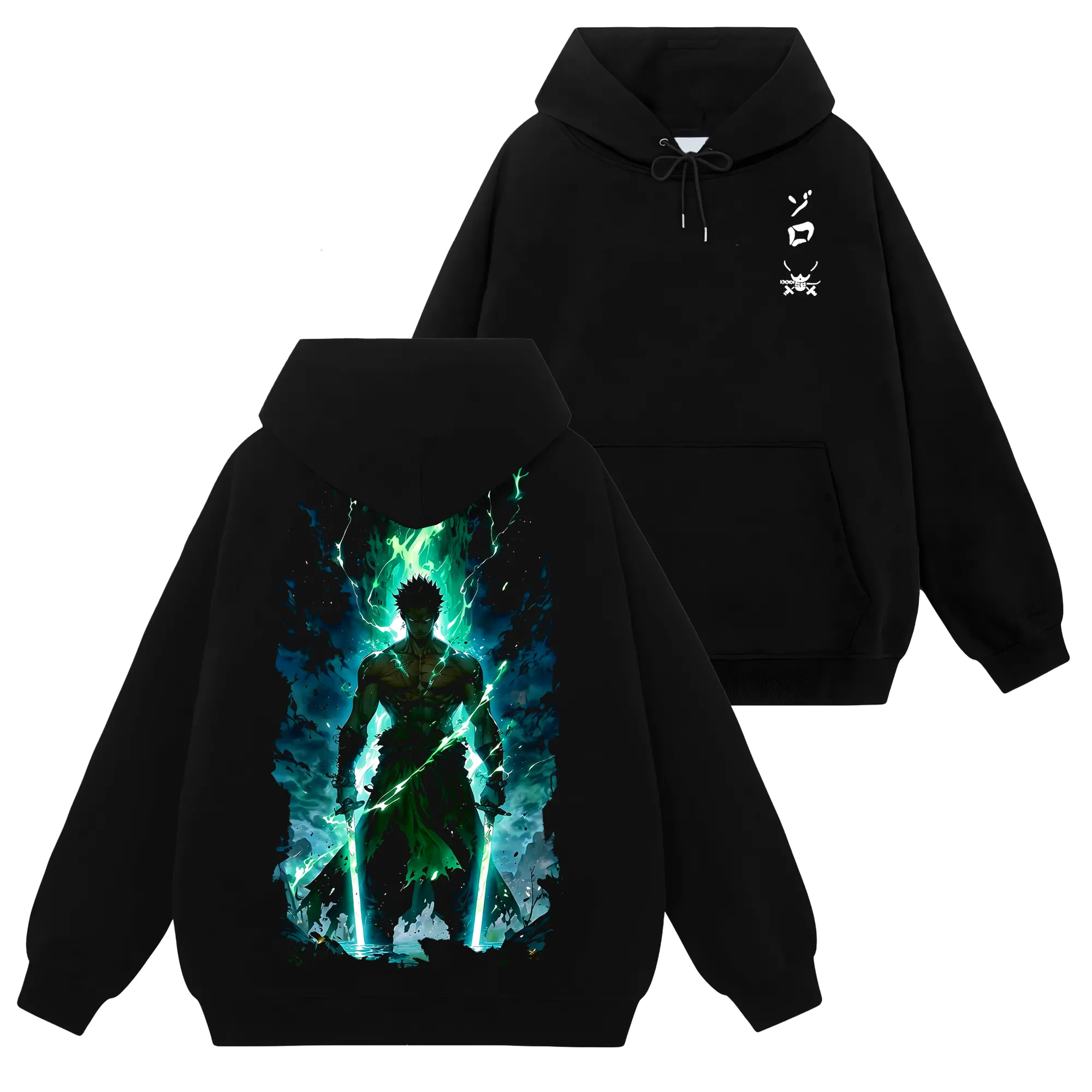 [Ace Shop] Roronoa Zoro King Of Hell 1-Piece Op #81 Unisex Graphic Hoodie Sweatshirt - Menswear Tops, 90s Retro Vintage Y2K Streetwear, Seamless Plain Cotton Fabric, Pocket Design, Gift For Anime Manga Fans