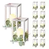 VEVOR 12-Set 36-Piece Wooden Lantern Centerpiece Kit - Easy Decor Lanterns with Pre-Drilled Holes, Candle Holders, Flameless LED Lights, Eucalyptus Wreaths, Screws for Family Dining Tables, Nightstands#SohoChic