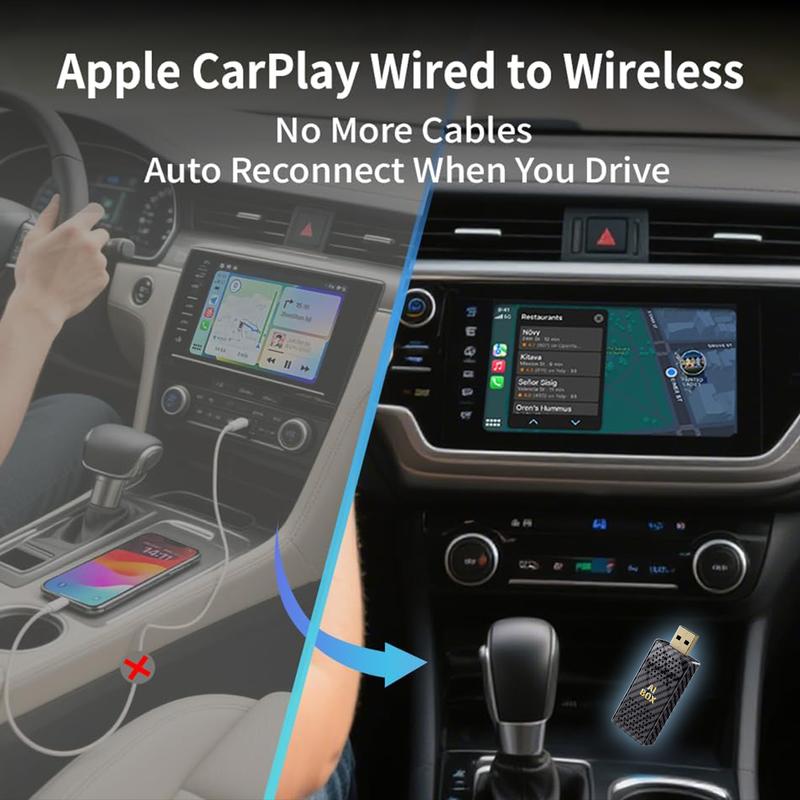 Mini AI Box - Streaming Netflix/Youtube/Tiktok to your car! 4 in 1 Wireless CarPlay and Android Auto Adapter suitable for Factory wired CarPlay Cars