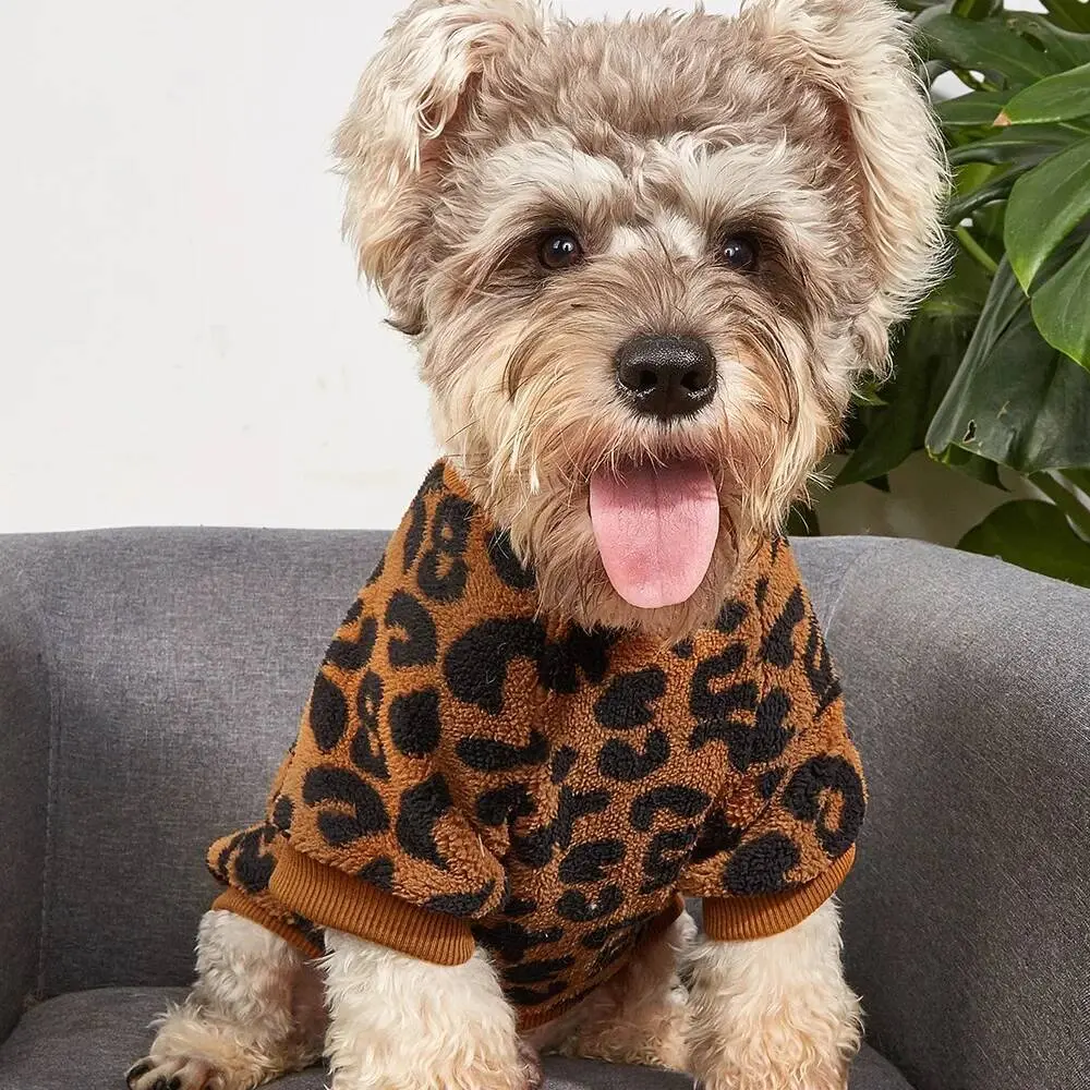 Pullover Leopard Printed Pet Vest Winter Dog Clothes For Small Medium Dogs Puppy Cat Chihuahua Yorkie Pug Coat