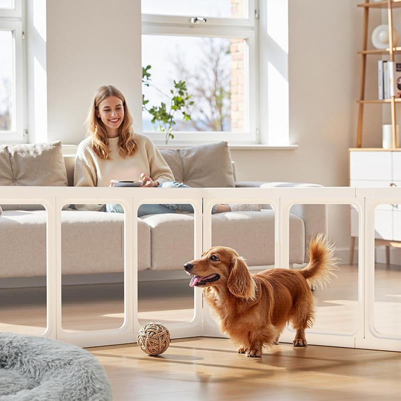 Acrylic Dog Pen,Clear Dog Play Pen for Puppy Cat Rabbit Ferret Transparent Easy Assemble Whelping Crate Kennel Cage Enclosure Sturdy & Easy Cleaning Suitable for Small Pets