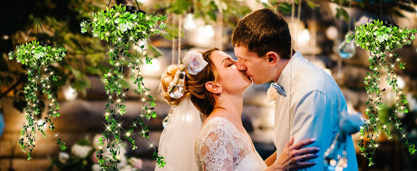 Solar Lights Outdoor 2025 NEW Release 66 LED  2 Pack Hanging Artificial Plants Fairy Lights, Garden Pathway Lights Ornaments Outdoor Lantern Mock Lime Twinkly String Lights, Pathway Lights, Perfect Gifts Presents for Mum Grandma