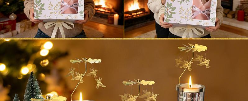 Mayicivo Valentine's Day Gifts for Women Mom Friend Sister, Unique Birthday Gifts for Women Girlfriend Wife Daughter, Christmas Candles Hummingbird Rotating Scented Candles Set for Woman with Crochet Flower Bouquet