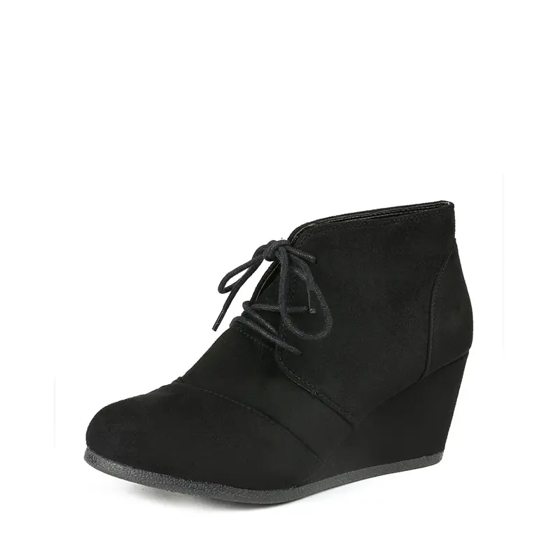 Dream Pairs Women's Lace-Up Ankle Boots - 2.75" Sustainable Cork Wedge Platform Heels, Side Zipper, Low Shaft, PU, Slip-Resistant, Supportive, for Casual Wear, Walking Shoes