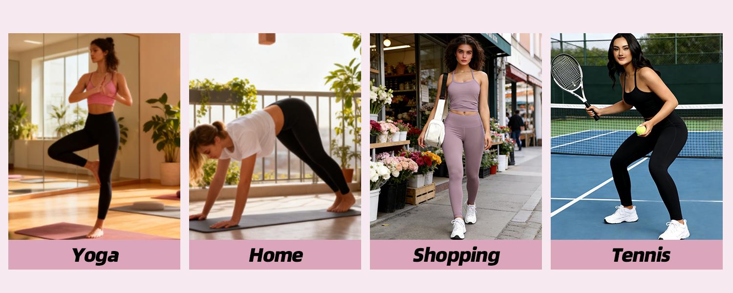 CHRLEISURE 5PCS High Waisted Leggings with Pockets for Women Sports Butter Soft Pants for Running Cycling Yoga Workout Leggings yoga leggings