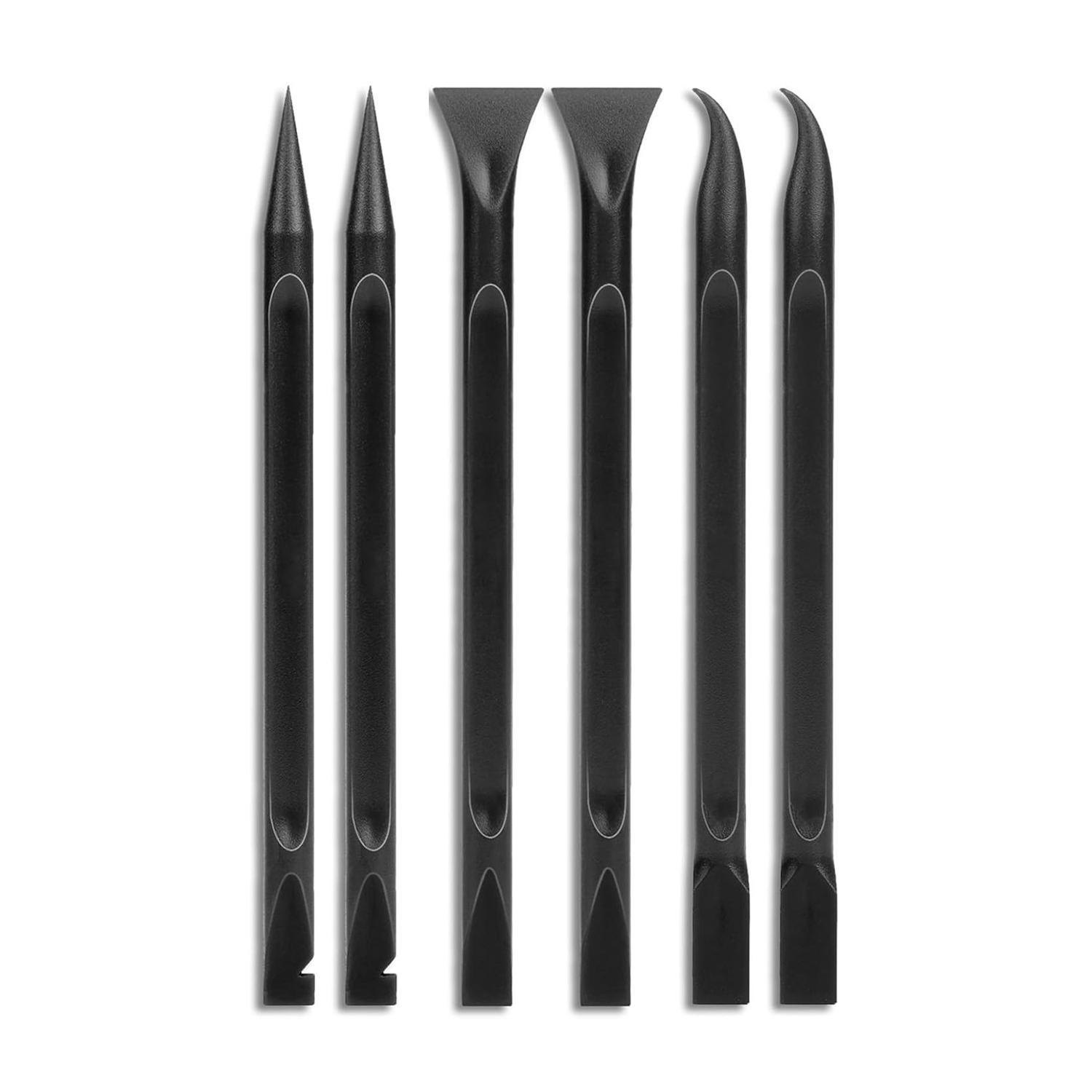 6 PCS Car Detailing Pick Set, Automotive Crevice Cleaning Tool Set, Carbon Fiber Plastic Scraper Tool Non-scratch, Interior and Exterior Use, Black