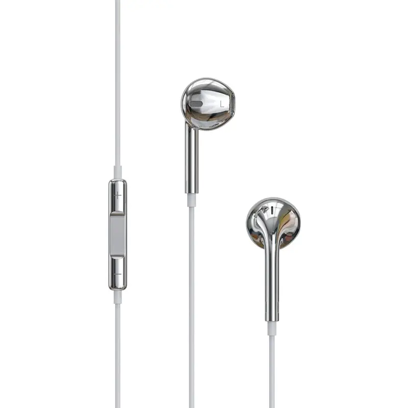 Wired Earbuds with Chrome Finish, Type C Functional, Y2K Trendy Portable Electronic Audio Headphones