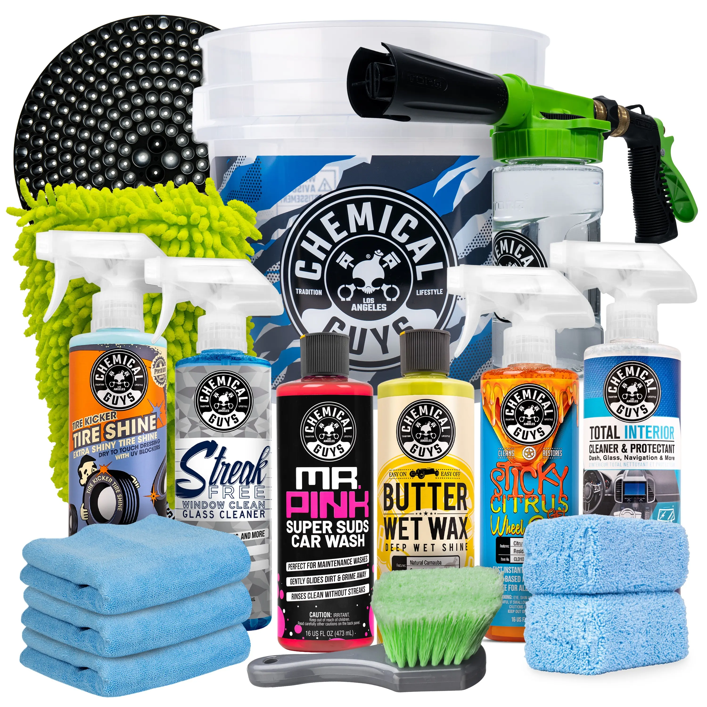 Chemical Guys 16-Piece Car Washing & Interior Detailing Kit - Vehicle Wash Kit with Camo Bucket, Torq Foam Cleaner, Premium Soap, Microfiber Cloth & Auto Accessories - Car Detailing Products, Father’s Day Gift for Auto Enthusiasts, Car Accessories, Car St