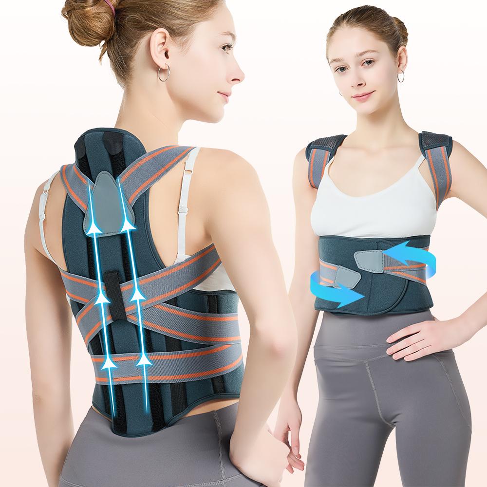 Posture Corrector For Men & Women Back Support [SpringGlowUp] Adjustable Shoulder Straightener Cross Training Belt Removable [2 Aluminum & 4 Acrylic Plates] Healthcare Tool Benefits Fathersdaygift