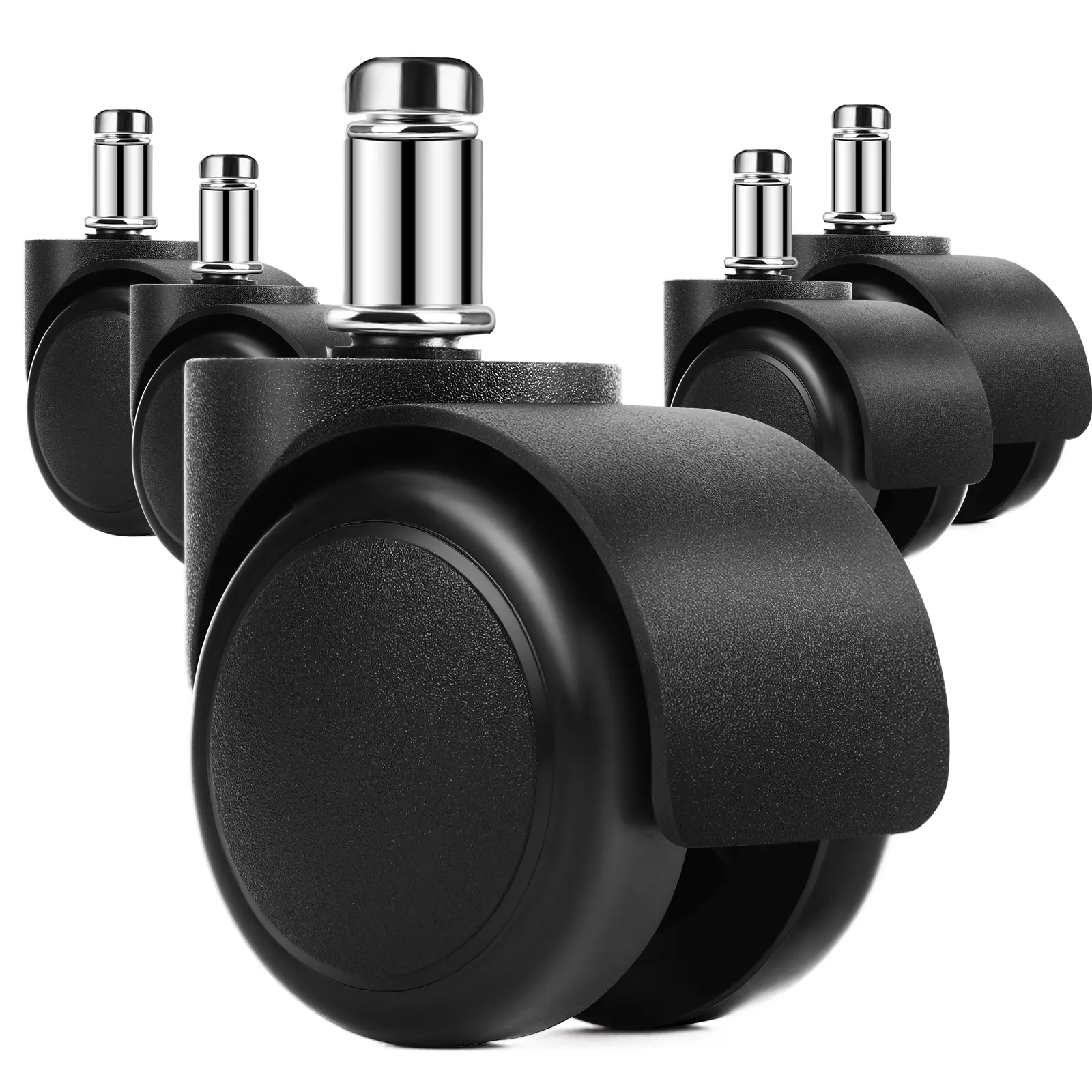 MaxGear Office Chair Casters - 5 Replacement Furniture Wheels Set, Heavy-Duty Quiet Rubber Rotating Wheels Casters with Spinning Mechanism, Floor-Safe Smooth Rolling for Hardwood Floors & Gaming Setups