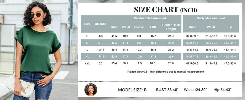 2 Pieces Sets Women's Short Sleeve Pullover Blouses Satin Silk Shirts Casual Loose Work Tunic Tops