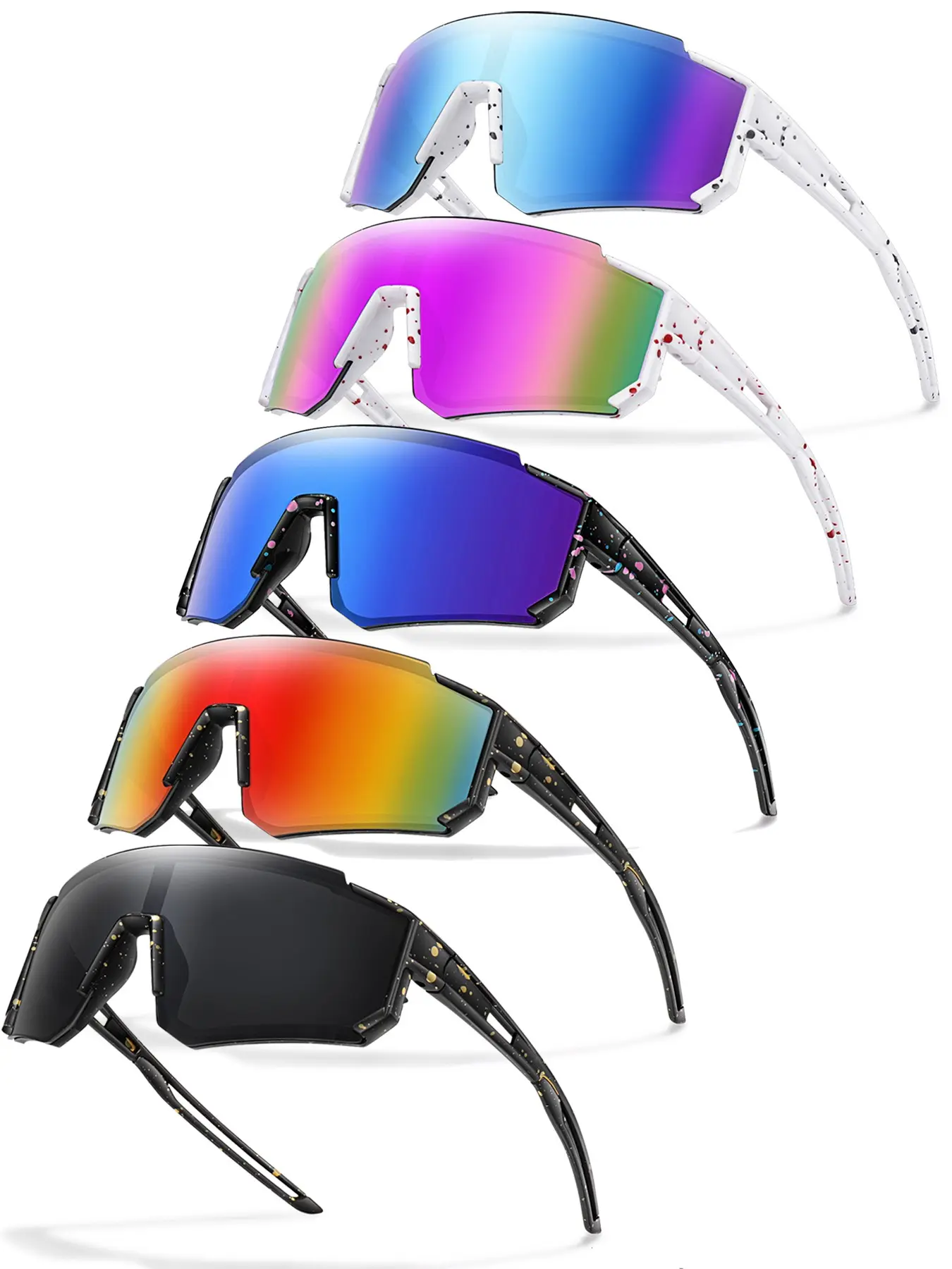 Unisex Polarized Sunglasses, 5 Counts/set UV Protective Glasses, Summer Sports Glasses for Men & Women, Cycling Goggles, Suitable for Outdoor Activities, Outdoor Sports Eyewear, Sporty Sunglasses