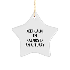 Funny Actuary Gifts, Star Ornament, Keep Calm I'm (almost) An Actuary. Gift for Actuary Friends, Men, Women, Coworkers, Family, Christmas Unique Gifts
