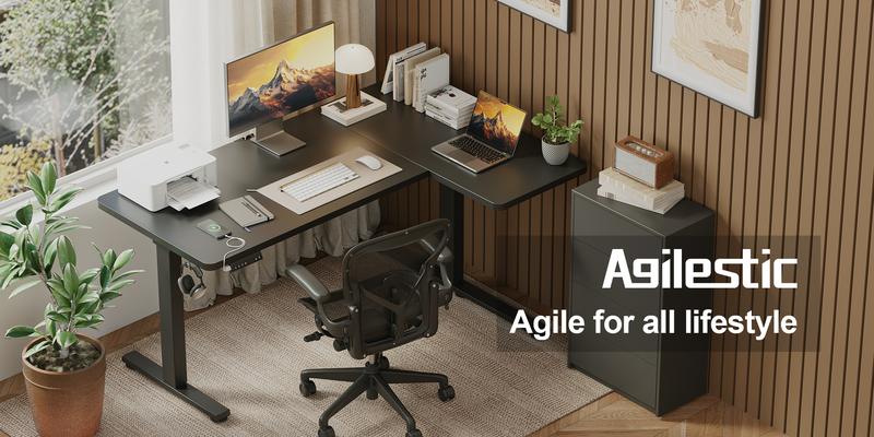 63 / 71 Inch Dual Motor Electric Adjustable Standing Desk, Computer Desk with USB-Ladeanschluss, Home Office Desk with Memory Controller,265 lbs Weight Capacity,Black/White/Rustin Brown/Oak