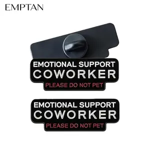 EMPTAN 2pcs Emotional Support Coworker Enamel Pin - Funny Office Humor Badge, Size 1.4" x 0.5" Black Lapel Pin for Backpacks, Jackets - Perfect Coworker Gift & Workplace Accessory