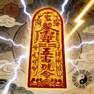 Taoist Five-Thunder Invocation Amulet, Peace Charm, Evil Banishing, Luck Enhancement, Chinese Feng Shui Master Blessing