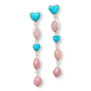 Mine Finds by Jay King Peruvian Opal and Turquoise Sterling Silver Dangle Earrings