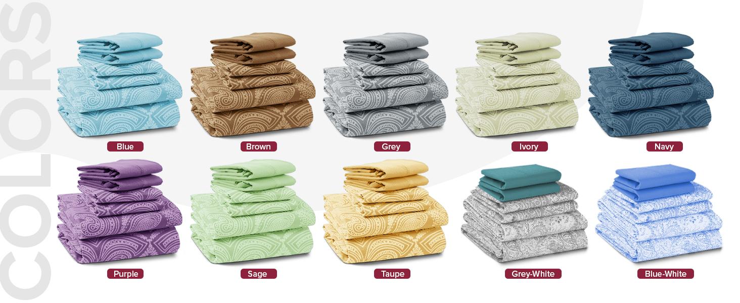 Lux Decor 4/6Pcs Paisley Bed Sheet Set-King Bed Sheet-Hypoallergenic Polyester Printed Queen Sheets-16" Deep Pocket Bedsheet Sets-Hotel Quality Sheet Set- Warm, Cozy & Luxury Bedding Set- Fall Decor