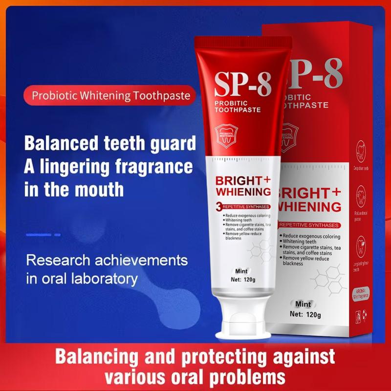 2PCS SP-8 Toothpaste, SP-8 Probiotic Whitening Toothpaste, for Fresh Breath, Protects Teeth & Oral Health, Rich Foam & Easy Rinse, Deep Cleaning Care
