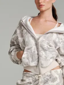 Plush Fleece Zip Hoodie - Snow Camo