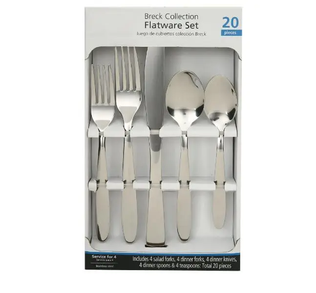 20-Piece Brushed Silver Flatware Set, Stainless Steel Dining Utensils for Four