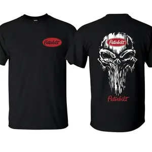 Peterbilt Skull T-Shirt, Grunge Graphic Design, Trucking Culture Tee, For Diesel Lovers & Truckers, Gift for Long Haul Drivers