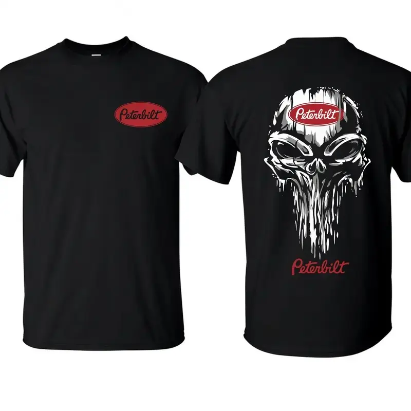 Peterbilt Skull T-Shirt, Grunge Graphic Design, Trucking Culture Tee, For Diesel Lovers & Truckers, Gift for Long Haul Drivers