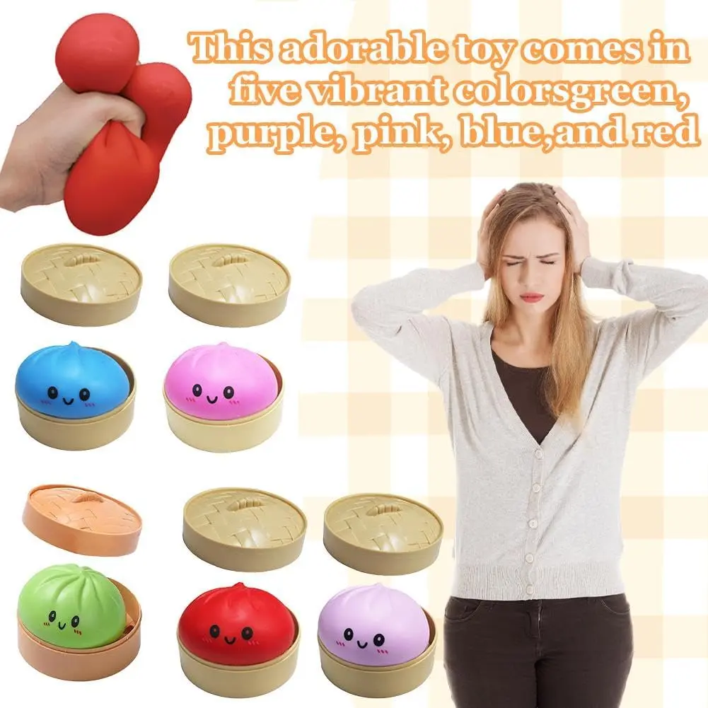 Giant Glitter Dumpling, Giant Dumpling Squishy, Mega Rainbow Dumplings, Cute Anxiety Relief Fidget Toy, with Steamer Box,Soft Squeeze Decompression Dough for Adults