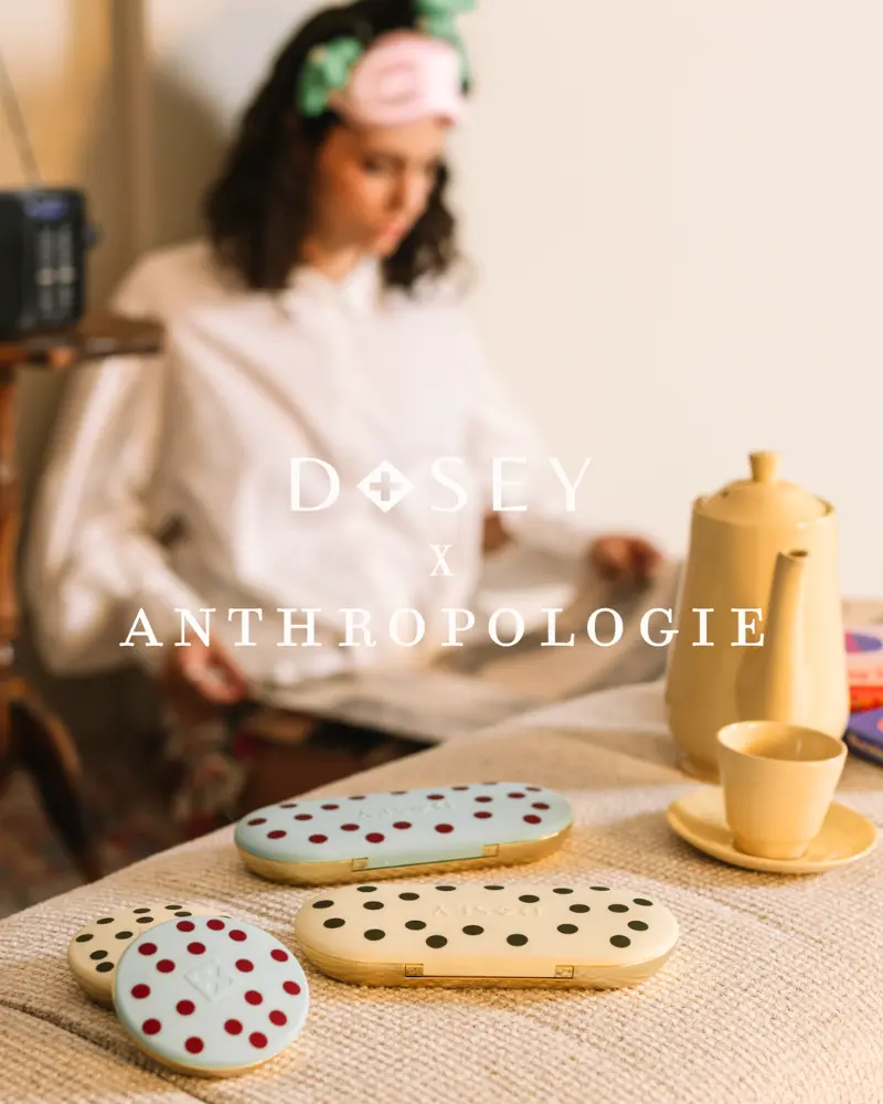 Dosey x Anthropologie Polka Dot Pill Organizer - Cute Weekly Travel Pill Case, Compact Medicine Storage Box, Stylish Daily Vitamin Holder for Purse, Travel
