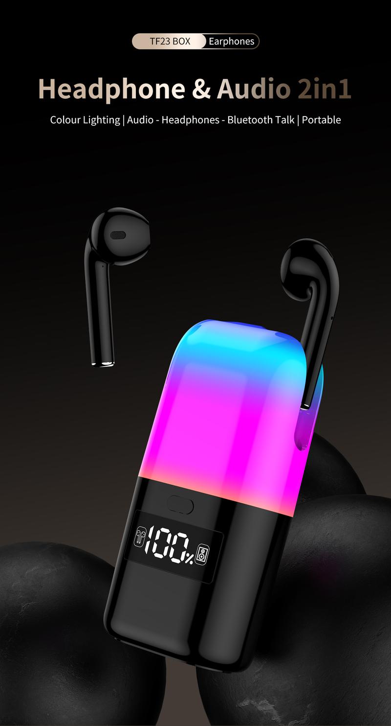 Wireless Earbuds with Colorful Lighting Effects Compact Size, Big Sound Hi-Fi Speaker Earbuds comfortable call