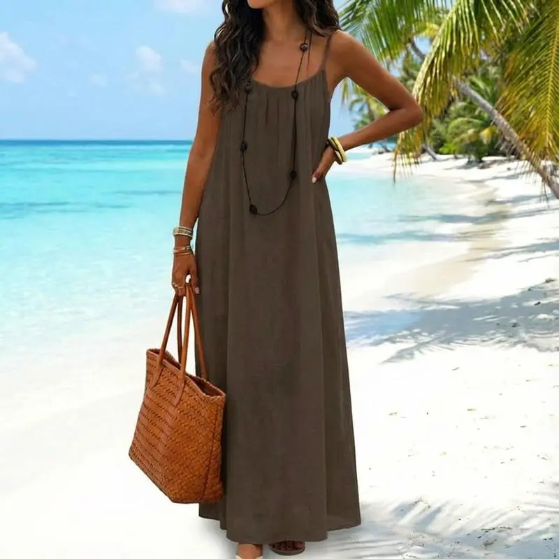 Women's Solid Color Cami Lounge Dress, Elegant Sleeveless Long Dress for Summer, Ladies Sleepwear for Indoor Wear Homewear Womenswear night gown for women - TikTok Shop Women's Solid Color Cami Lounge Dress, Elegant Sleeveless Long Dress for Summer, Ladies Sleepwear for Indoor Wear Homewear Womenswear night gown for women - TikTok Shop