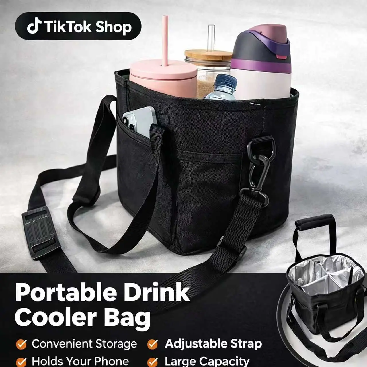 Family Size Insulated Reusable Drink Bag - 4-Compartment Portable Bottle Holder Cup Carrier Caddy for Coffee, Kitchenware Drinkware Accessories, Portable Drinkware Accessories