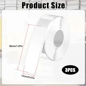 3 Rolls White Thermal Label Paper 50mm 12mm Self Adhesive Sticker for Home Office Storage Organization Name Price Tags
