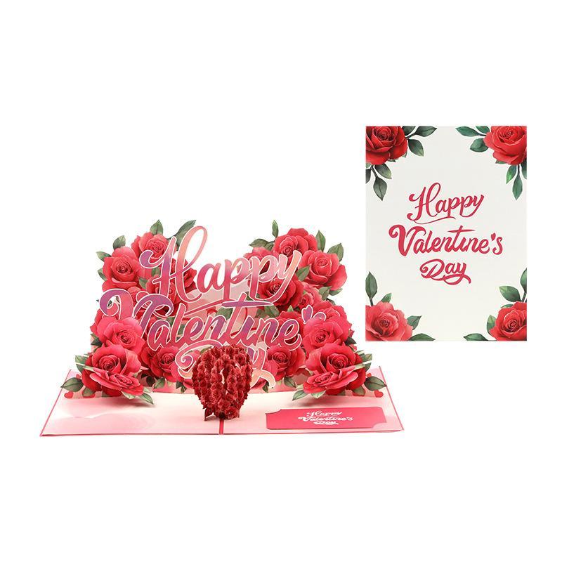 Valentine's Day Card, 3D Pop-Up Card with Flower Bouquet Keepsake Gift, Romantic Valentines Gifts and Flowers 2-in-1 Idea for Valentine, Birthday, Wedding, Anniversary, Wife Husband, Mom, Women, Him Her, Girlfriend Boyfriend