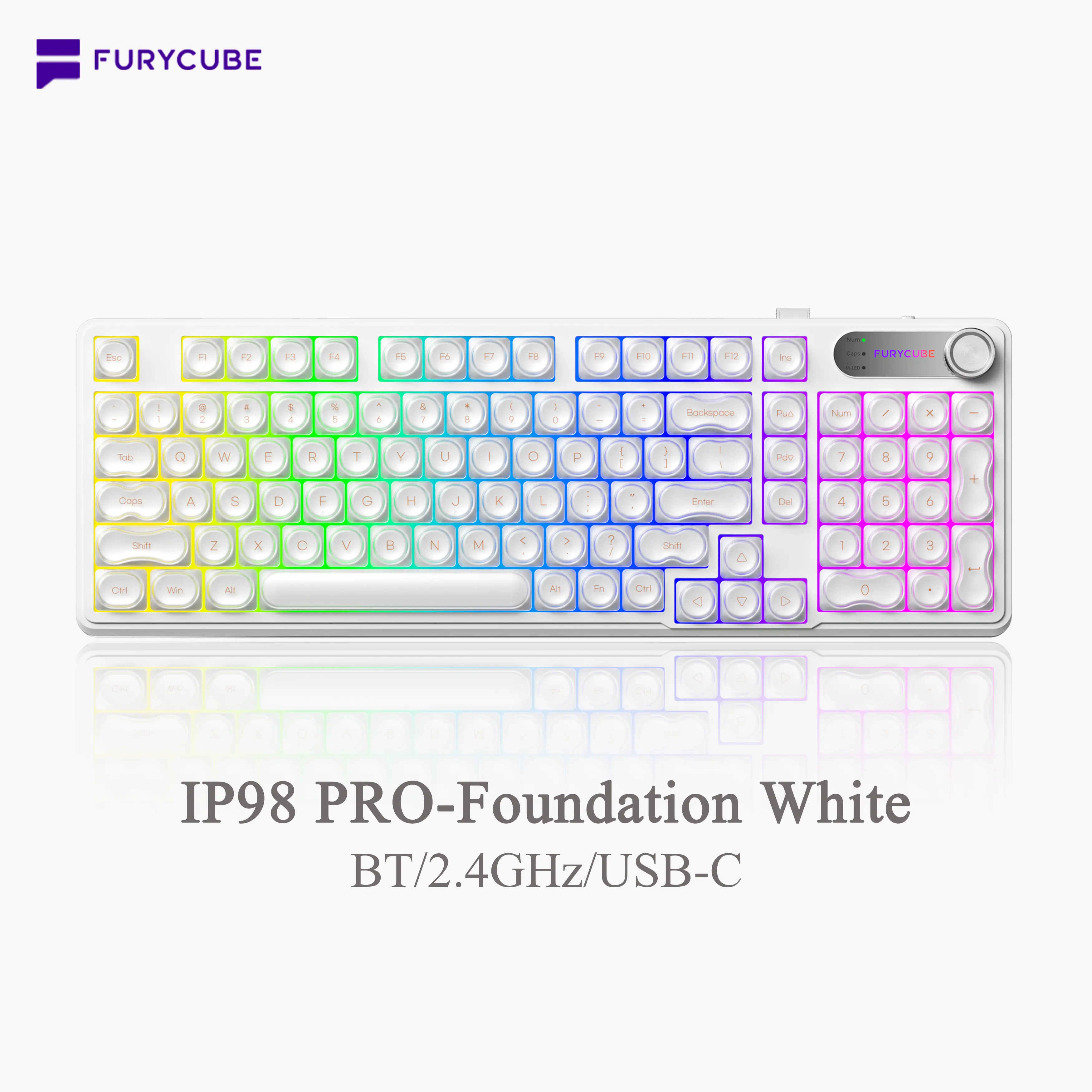FURYCUBE IP98 Foundation Keyboard, 98 keys with knob Translucent