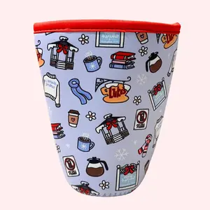I Smell Snow Gilmore Girls Christmas Coffee Sleeve Reusable Neoprene Cup Sleeve with Holiday Theme Red Trim Eco-Friendly Comfortable Sleeve